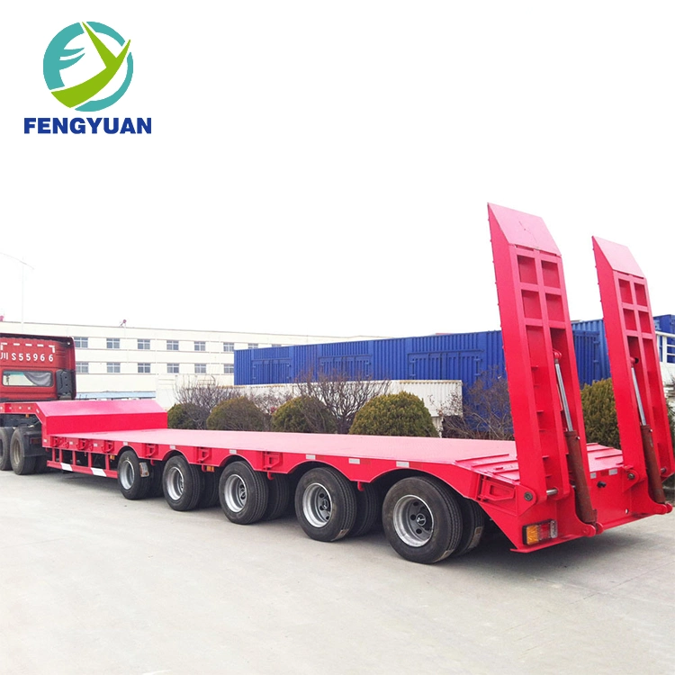 Fengyuan 3 Axle Lowbed Semi Trailer with Automatic Ladder