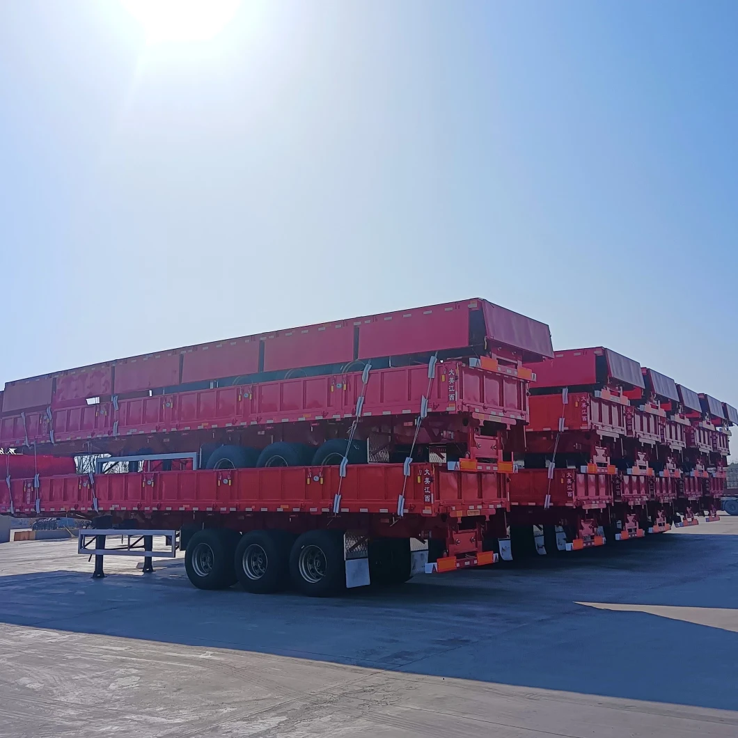 3 Axle 4 Axle Drop Side Board Sidewall Trailer with Enclosed Side Wall Cargo Container Transport Semi Trailer