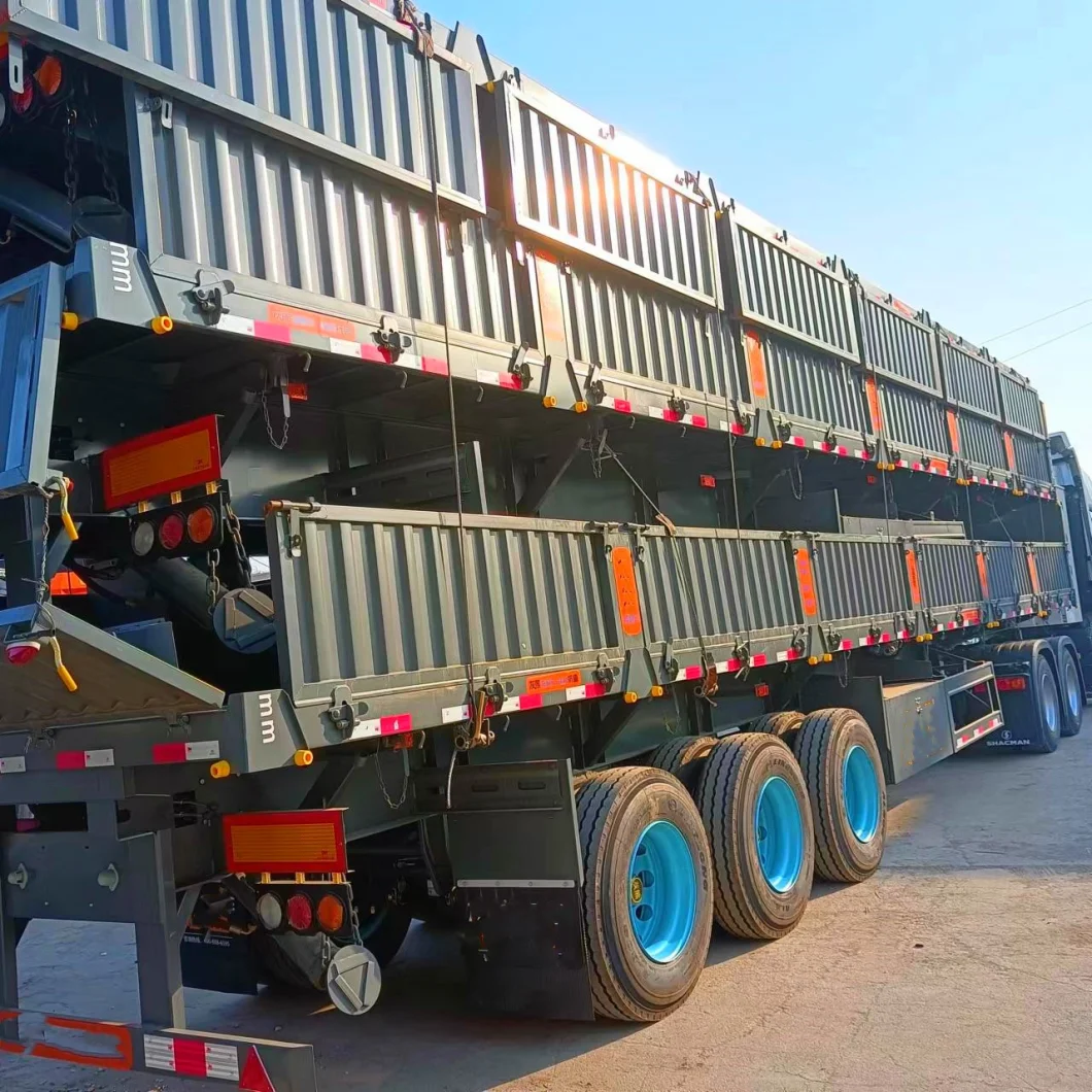 3 Axle 4 Axle Drop Side Board Sidewall Trailer with Enclosed Side Wall Cargo Container Transport Semi Trailer