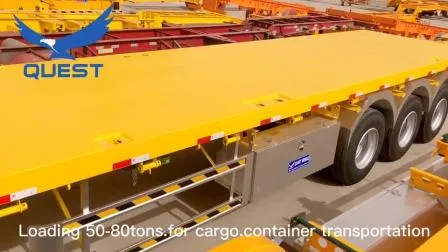 Quest Vehicle 3-Achsen-Flachbett-40-Tonnen-40-Fuß-Containerauflieger