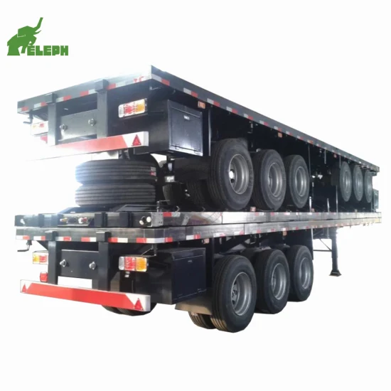3-Achsen-40-Fuß-Containertransportplattform-Flachbett-Sattelauflieger mit einer Kapazität von 40 bis 60 Tonnen